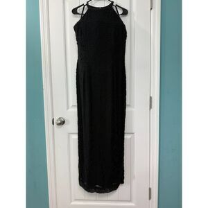 Vintage Silk Beaded Elegant Gown Halter Dress 90s Y2K Whimsigoth Fairy Witchy